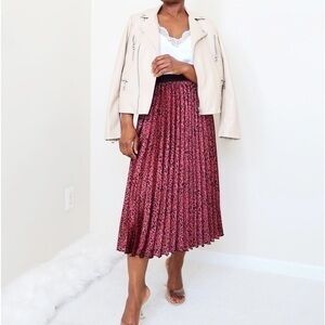 NWT Zara Animal Print Pleated Midi Skirt